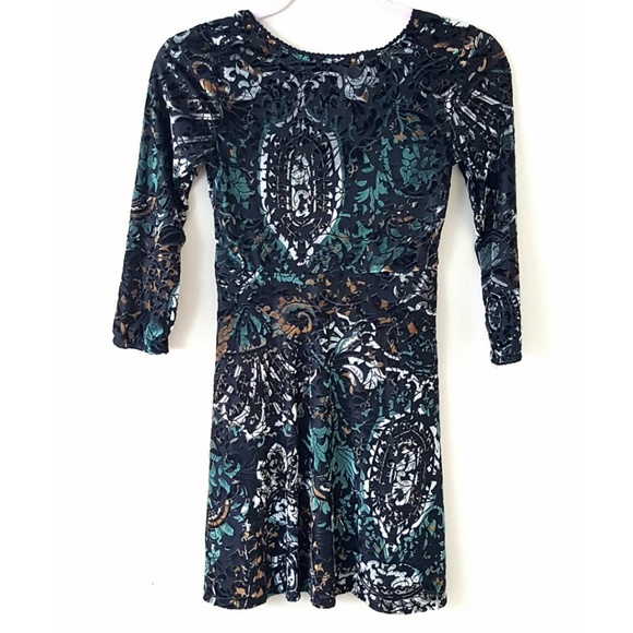 Free People Black Sheer & Velvet Floral Mini Dress - Picture 2 of 8